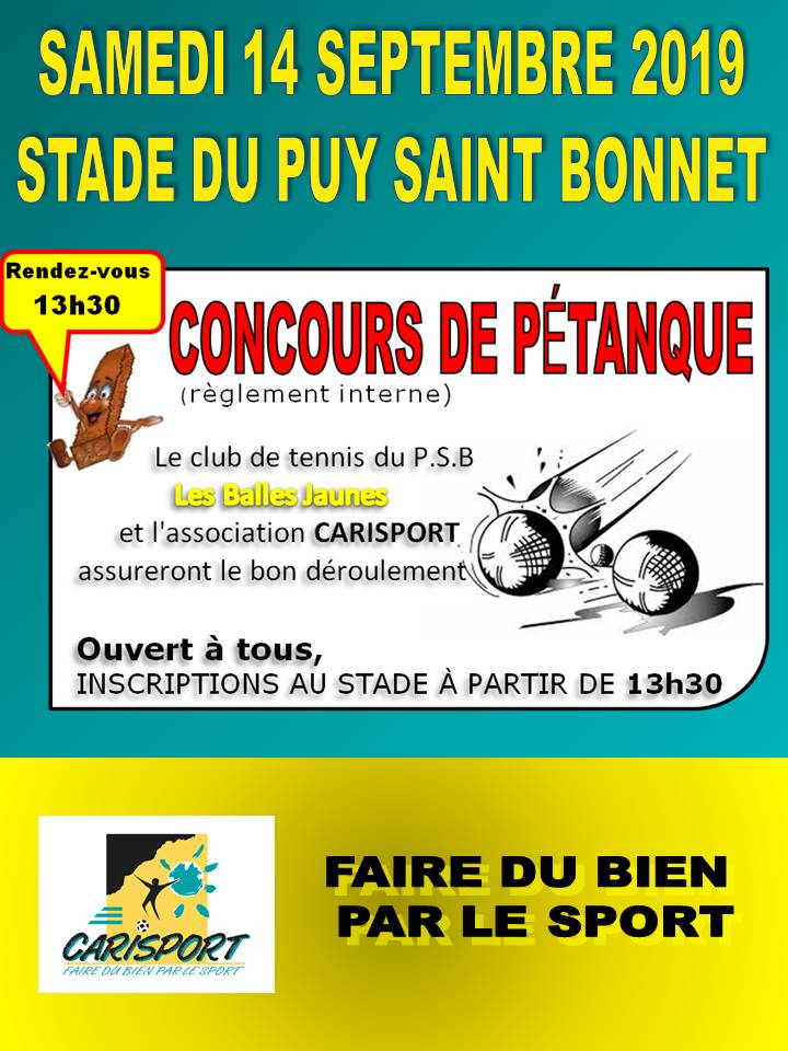 AFFICHE TOURNOI PETANQUE - LE PUY SAINT BONNET - 14-09-2019